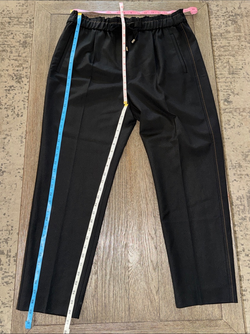 REISS Perry Pull On Tapered Trousers Black - Picture 9 of 11